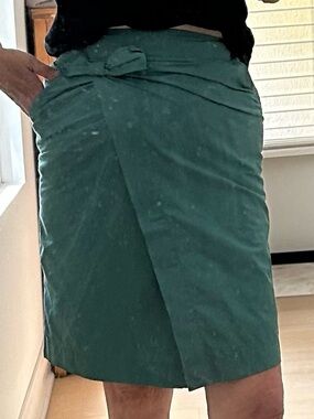 Women's Green Wrap-Front Pencil Skirt 6